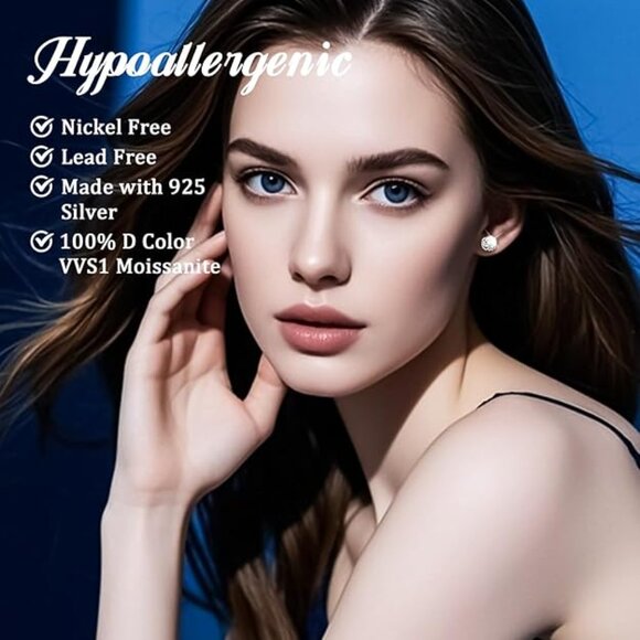 Moissanite Stud Earrings 2 Carat S925 Sterling Silver D Color VVS1 Clarity NWT - Picture 4 of 7